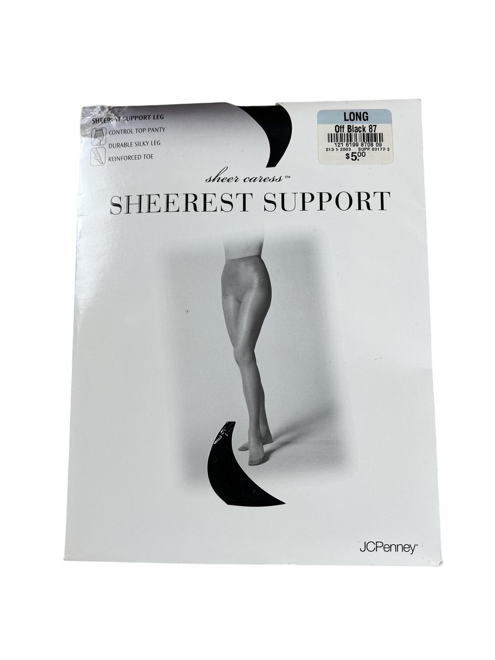 Sheer Caress Sheerest Support Pantyhose Womens One Size Black Nylon Tall